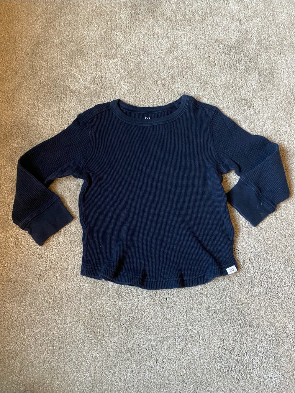 GAP 3T Navy Long Sleeve Waffle Knit Tee